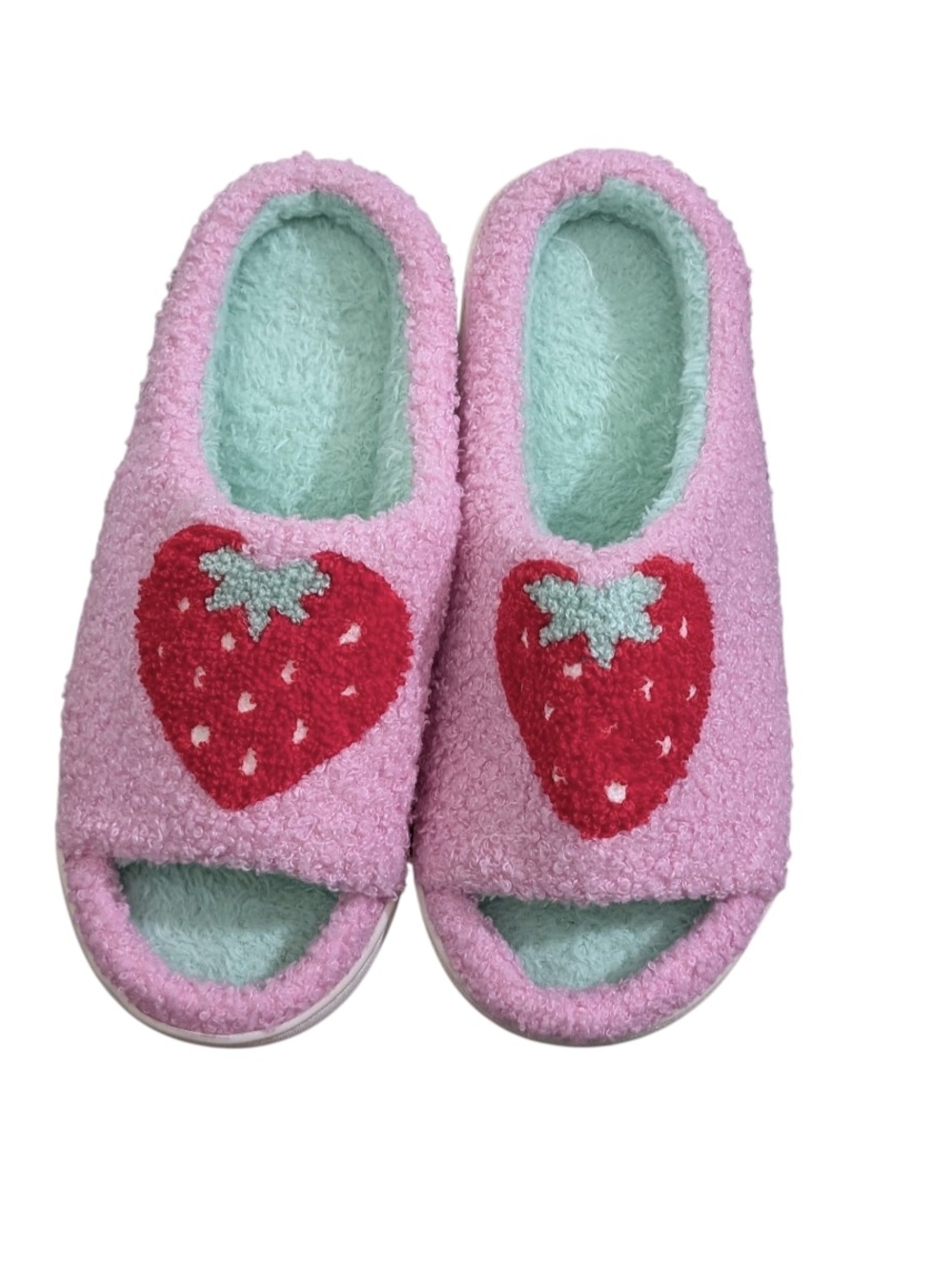 Women's Pink Strawberry Plush Slip-On Shoes Size 7/8